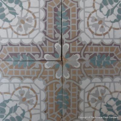 A c.10m2 / 105 sq ft. antique Belgian Morialme ceramic 