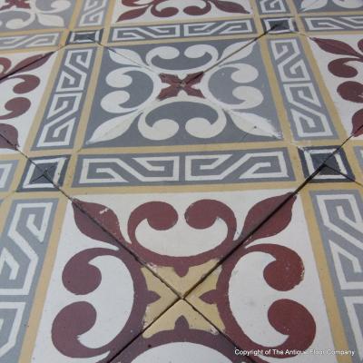 4m2 antique French ceramic floor c.1915-1920