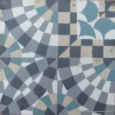 9.4m2 mosaic themed Belgian ceramic floor pre-1912