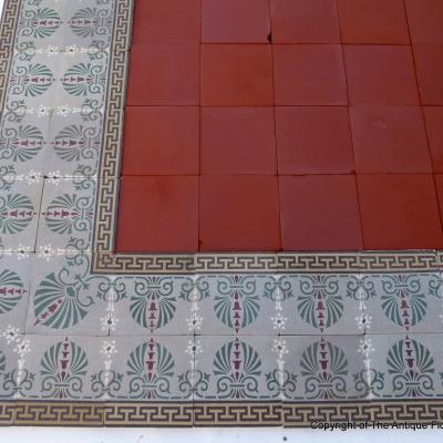 A 10.5m2+ antique French ceramic floor with back to back borders