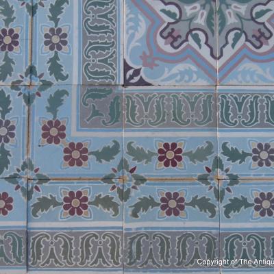 An impressive 11.75 m2 antique Belgian Art Nouveau floor