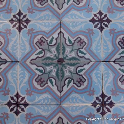 An impressive 11.75 m2 antique Belgian Art Nouveau floor