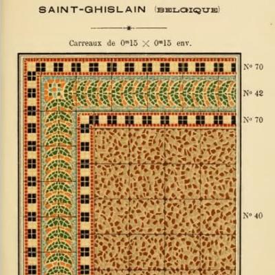 A 14.5m2 antique Belgian triple border ceramic - dated 1895