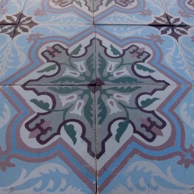 An impressive 11.75 m2 antique Belgian Art Nouveau floor