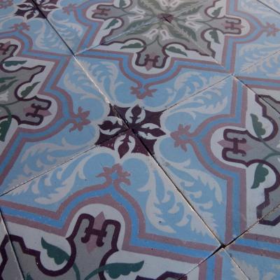 An impressive 11.75 m2 antique Belgian Art Nouveau floor