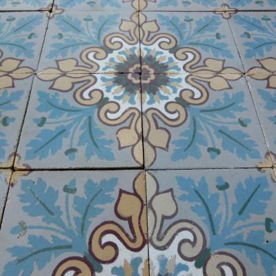 3.9m2 antique French Douzies Maubeuge ceramic tiles 