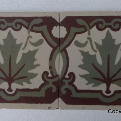 60 Maple leaf themed antique Belgian border tiles