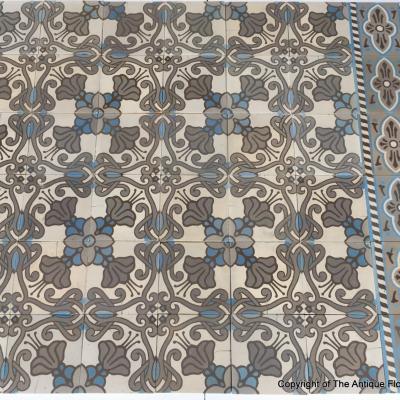 9.4m2 art nouveau Belgian ceramic floor - pre 1912