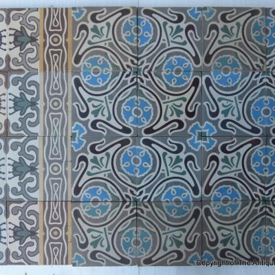 4.4m2 pre-1912 Belgian ceramic with art nouveau borders