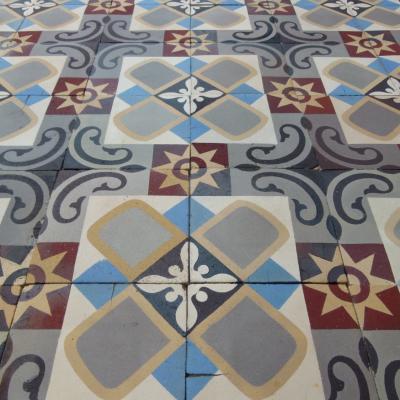 An antique Belgian ceramic with a beautiful antique patina c.7.5m2/81 sq ft.