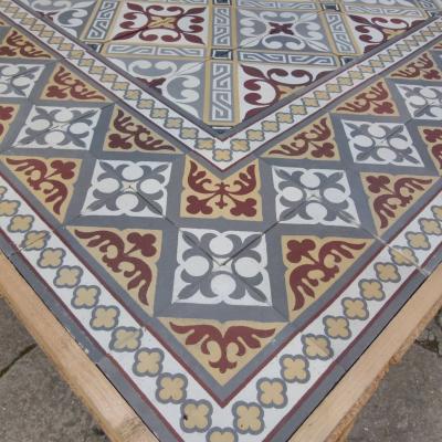 +/- 4.7m2 antique French ceramic floor c.1915-1920