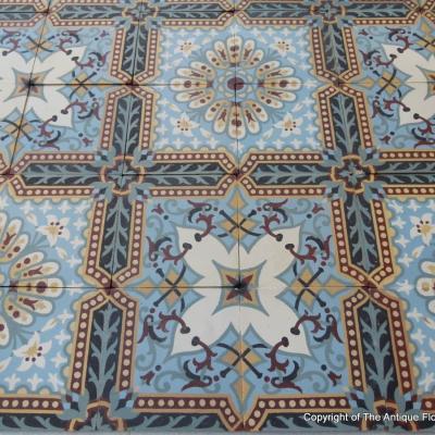 A 13.5m2/145 sq ft. antique French ceramic using two field tiles