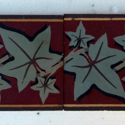 18 early 20th century Boch Freres vine themed border tiles