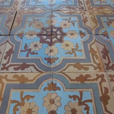 c.13.75m2 - Exquisite Boch Freres antique ceramic floor c.1890-1900