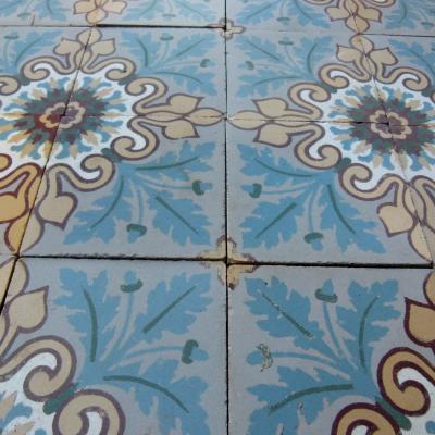 3.9m2 antique French Douzies Maubeuge ceramic tiles 