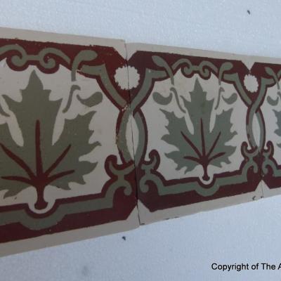 60 Maple leaf themed antique Belgian border tiles