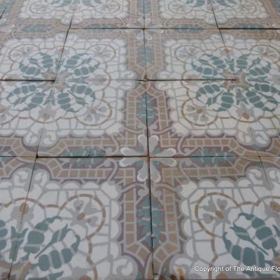 A c.10m2 / 105 sq ft. antique Belgian Morialme ceramic 