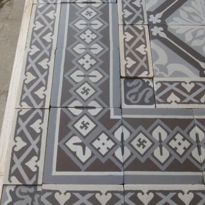 Large antique ceramic Boch Freres floor, 36.3 m2, early 20th century