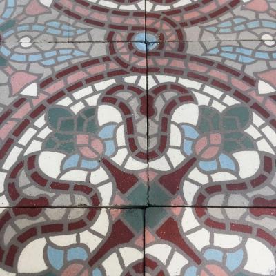 c.2.5m2 Belgian mosaic themed ceramic tile - c.1930