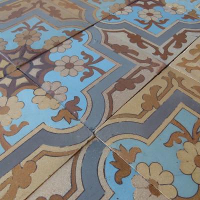 c.13.75m2 - Exquisite Boch Freres antique ceramic floor c.1890-1900