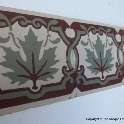 60 Maple leaf themed antique Belgian border tiles