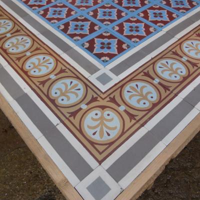 5.5m2 antique French Douvrin ceramic floor