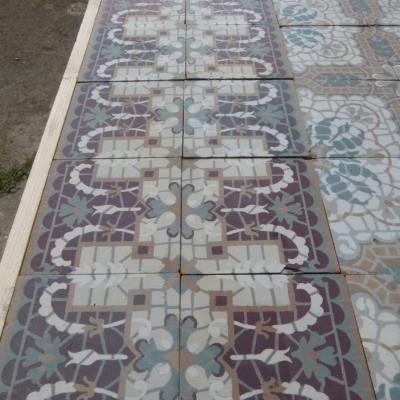 A c.10m2 / 105 sq ft. antique Belgian Morialme ceramic 