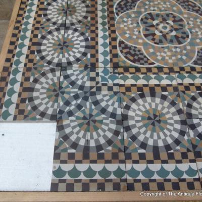 9.4m2 mosaic themed Belgian ceramic floor pre-1912