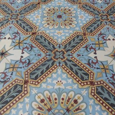 A 13.5m2/145 sq ft. antique French ceramic using two field tiles