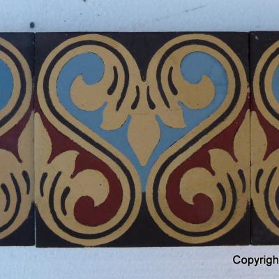 Small run of 17.5cm sq period Boch Freres border tiles