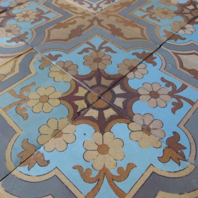 c.13.75m2 - Exquisite Boch Freres antique ceramic floor c.1890-1900