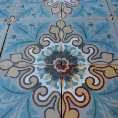 3.9m2 antique French Douzies Maubeuge ceramic tiles 