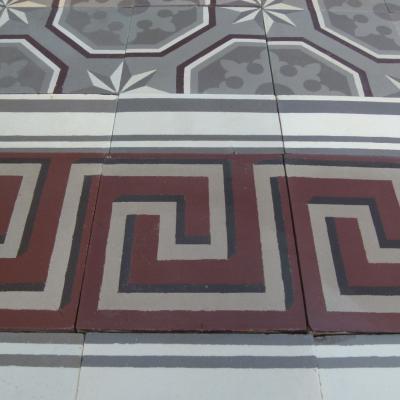 A small c.2.5m2 to 5.7m2 Boch Freres ceramic floor c.1900 