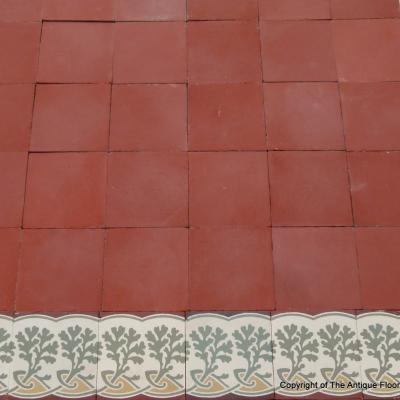 6.2m2 antique ceramic Perrusson floor - plain ceramic with double borders 