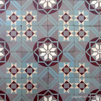 9.25m2 of handmade French Perrusson tiles c.1905