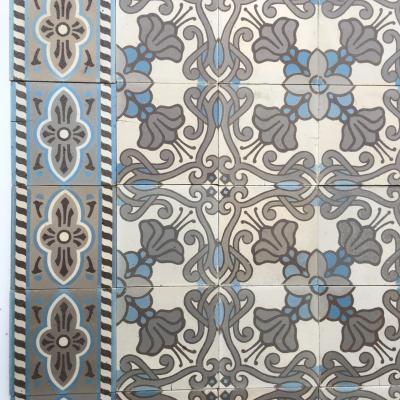 9.4m2 art nouveau Belgian ceramic floor - pre 1912