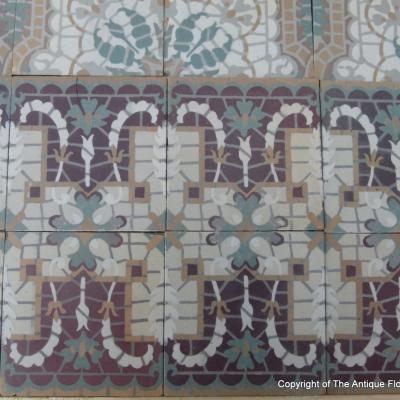 A c.10m2 / 105 sq ft. antique Belgian Morialme ceramic 