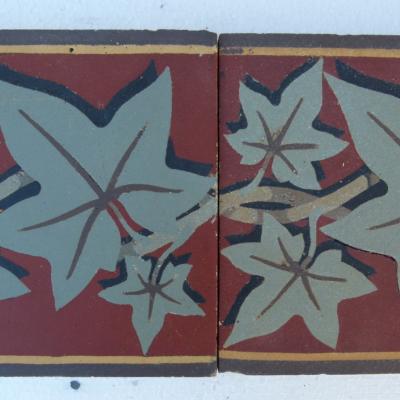 18 early 20th century Boch Freres vine themed border tiles