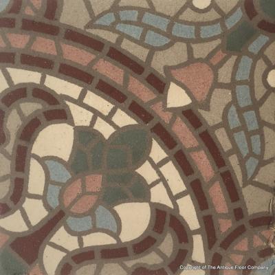 c.2.5m2 Belgian mosaic themed ceramic tile - c.1930