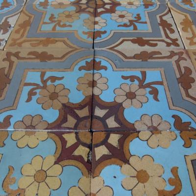 c.13.75m2 - Exquisite Boch Freres antique ceramic floor c.1890-1900