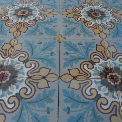 3.9m2 antique French Douzies Maubeuge ceramic tiles 