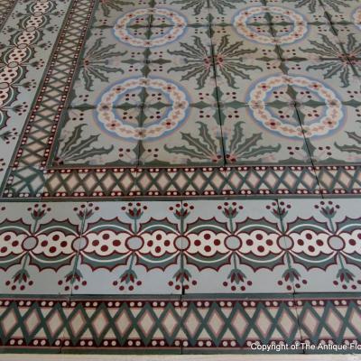 A 7.5m2+ antique Societe Amay triple border ceramic