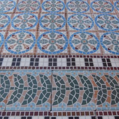 A 14.5m2 antique Belgian triple border ceramic - dated 1895