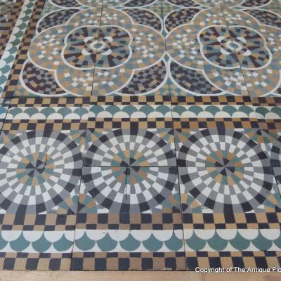 9.4m2 mosaic themed Belgian ceramic floor pre-1912