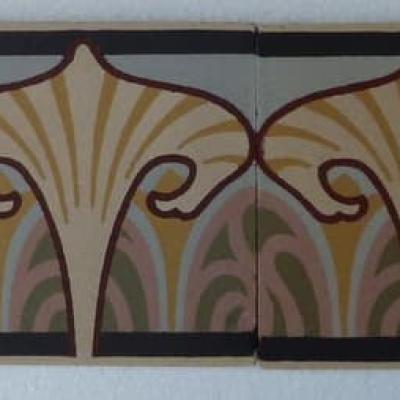 55 French Art Nouveau tiles in a pastel palette