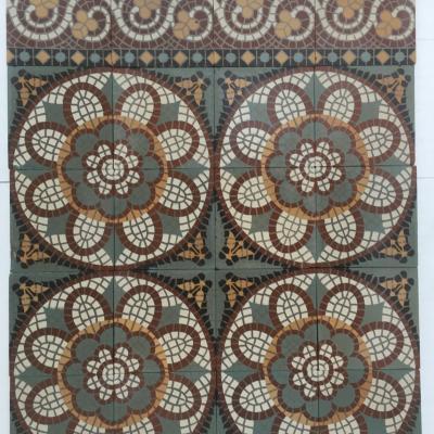 Small antique ceramic mosaic themed floor c.1920