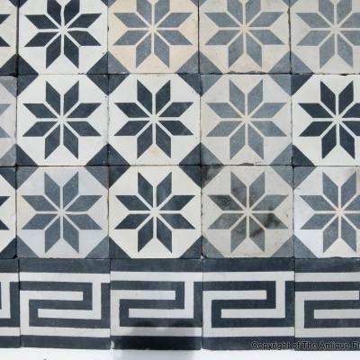 7m2+ antique French carreaux de ciments floor - rich patina