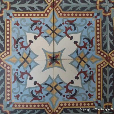 A 13.5m2/145 sq ft. antique French ceramic using two field tiles