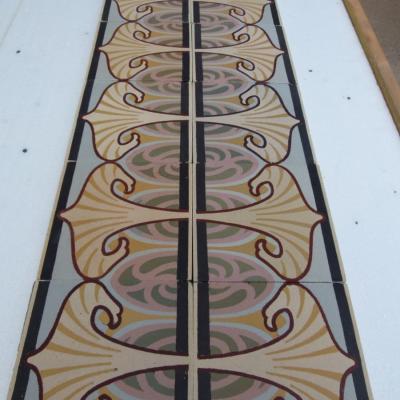 55 French Art Nouveau tiles in a pastel palette
