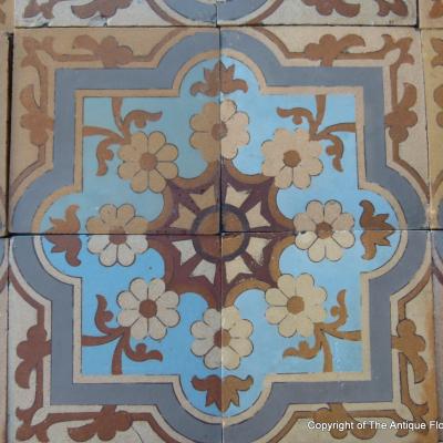 c.13.75m2 - Exquisite Boch Freres antique ceramic floor c.1890-1900